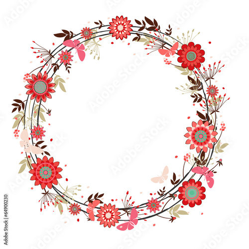 vector flowers decorative wreath