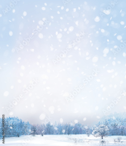 Vector of winter scene with forest background.