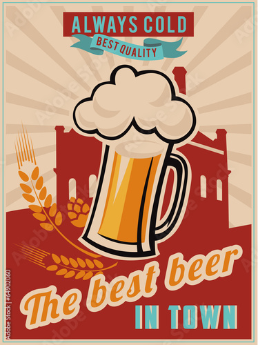 Retro beer vector poster.