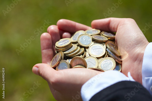 coins in the hand