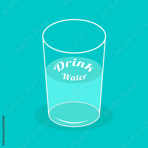  Big glass of water. Drink water Infographic. Flat design.
