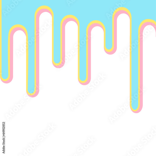 Flowing down 3D paint blue, pink and yellow.  Isolated. Template
