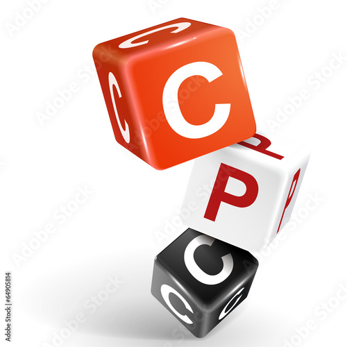 3d dice illustration with word CPC