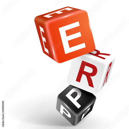 3d dice illustration with word ERP