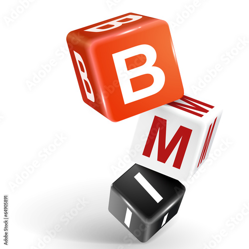 3d dice illustration with word BMI