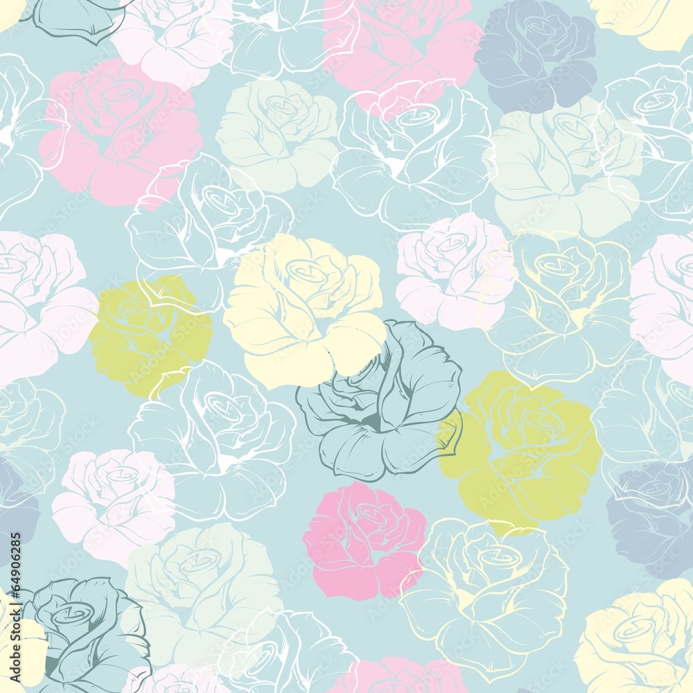 Vector tile rose flower pattern or pastel wallpaper background Vector tile rose flower pattern or pastel wallpaper background