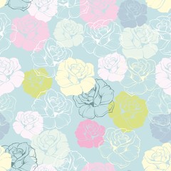 Vector tile rose flower pattern or pastel wallpaper background