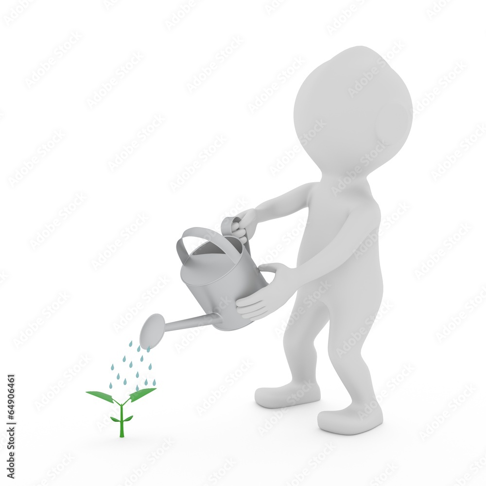 芽が出る植物に水をかける人のイラスト Stock Illustration Adobe Stock