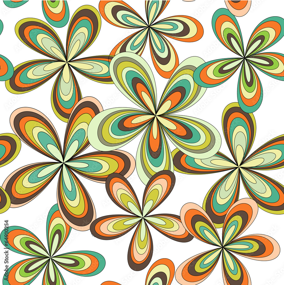 Vector seamless abstract 70's flowers pattern Vector seamless abstract 70's flowers pattern