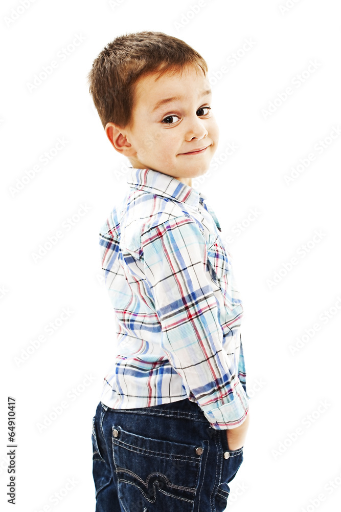 Portrait of confident little boy on white background Portrait of confident little boy on white background