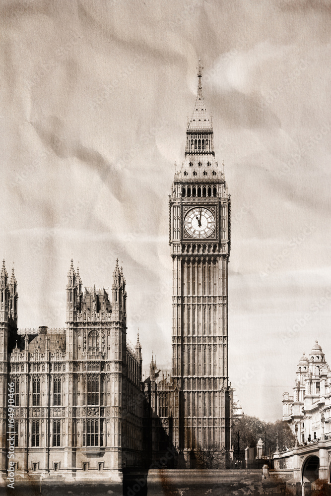 Fototapeta premium Vintage view of London, Big Ben