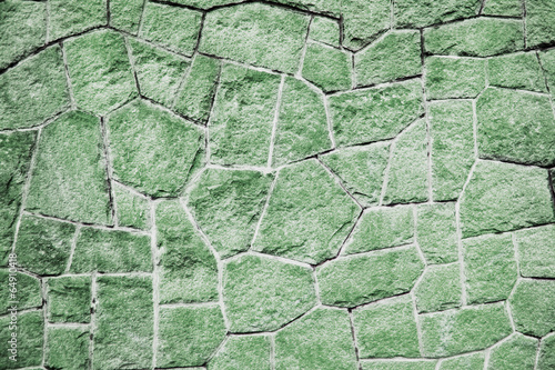 Green stone wall (background, wallpaper, bricks) photo