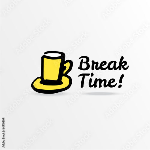 Break time, cup of coffee sketch, vector illustration,