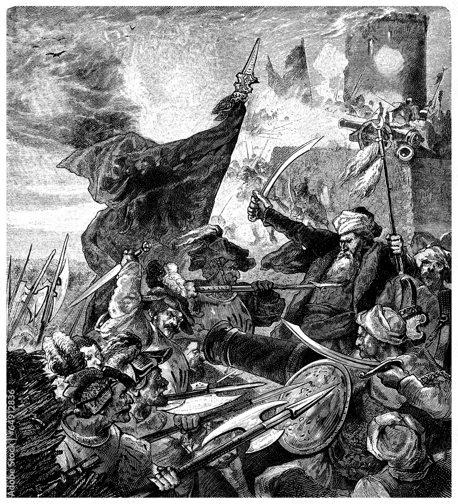 Naklejka premium Battle : Hungarians vs Turks - begining 17th century