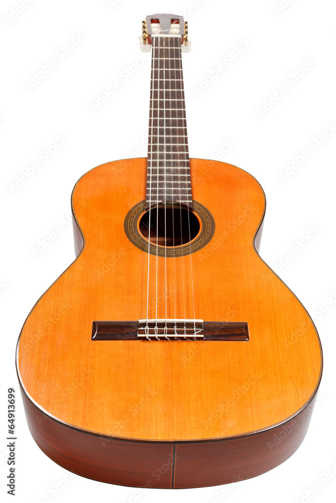 wooden body of prime acoustic guitar