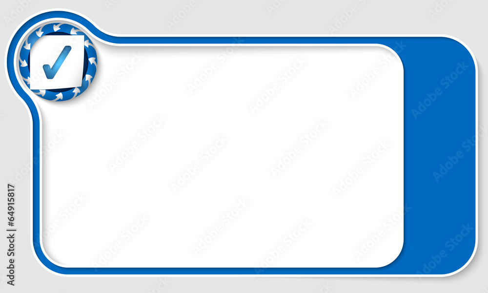 blue box for text with arrows and check box blue box for text with arrows and check box