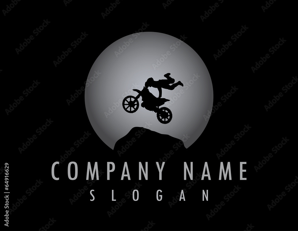 Motorcycle stunt logo black background
