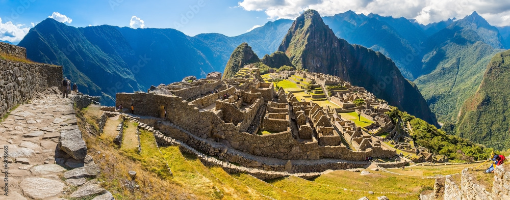 Panorama of Mysterious city - Machu Picchu, Peru,South America - obrazy, fototapety, plakaty 