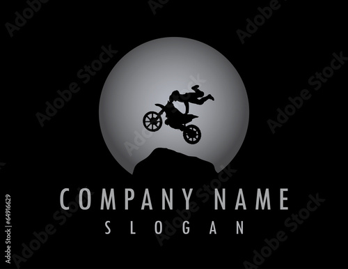 Motorcycle stunt logo black background