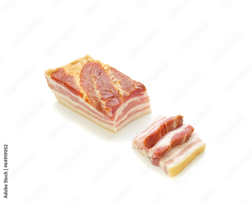 Big Part Bacon and Slices in Front Big Part Bacon and Slices in Front