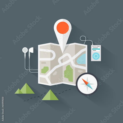 Route map flat illustration