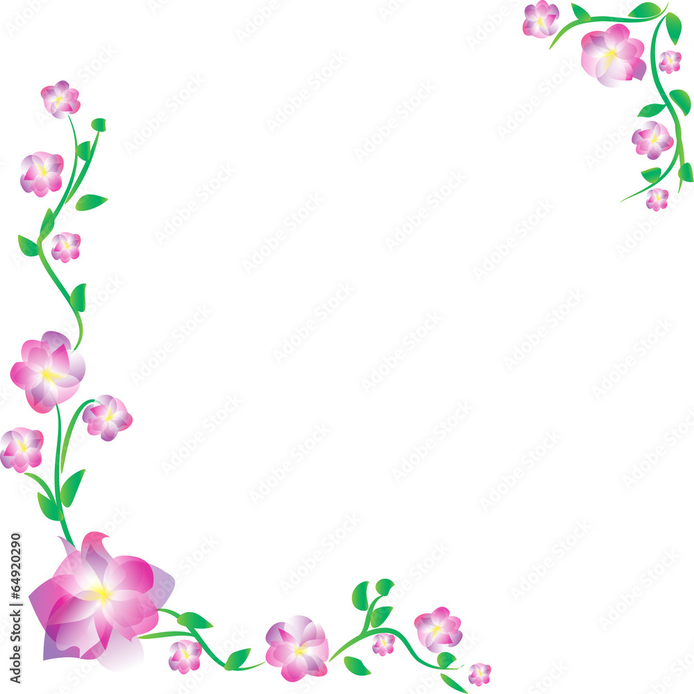 Floral frame isolated on white