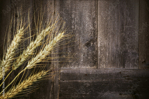 Wheats and Wooden Background
