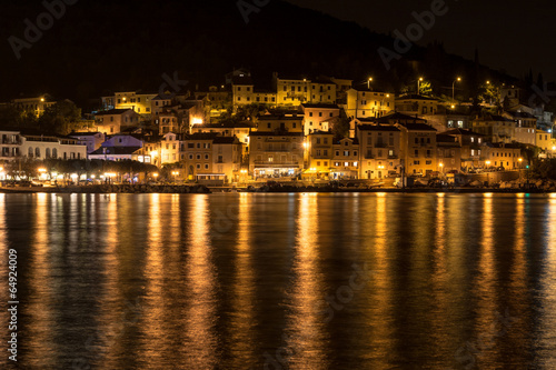 Mediterranean sea town at night