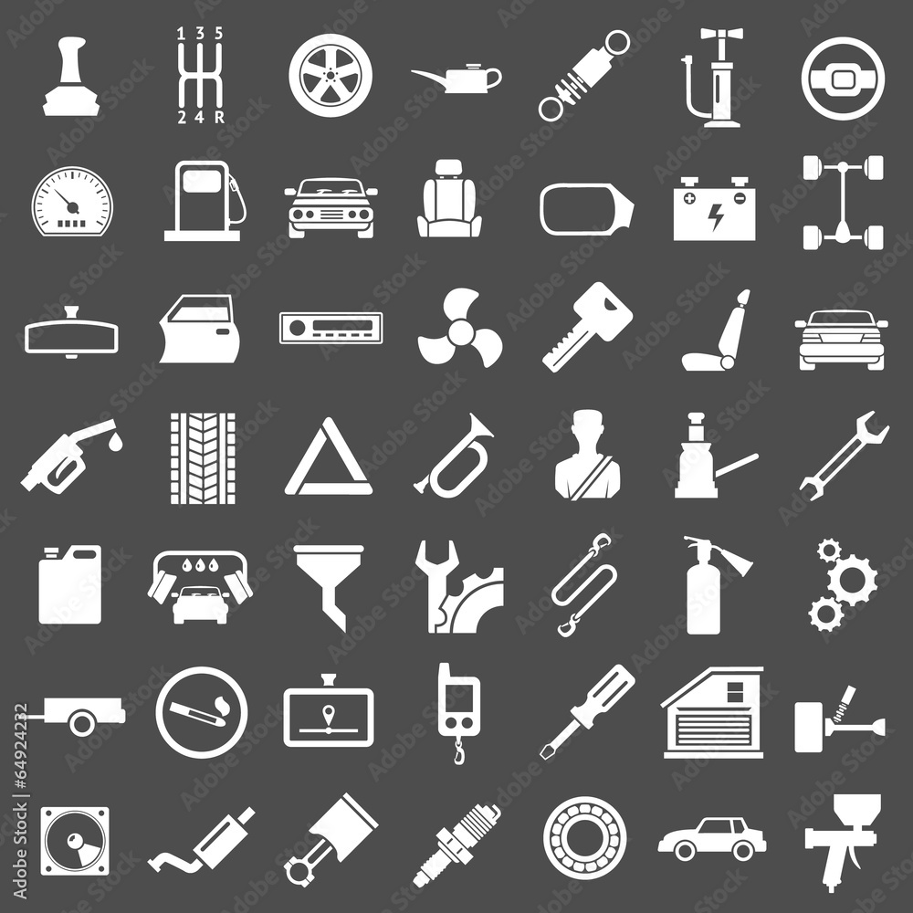 Set icons of auto, car parts, repair and service Set icons of auto, car parts, repair and service
