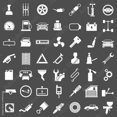 Set icons of auto, car parts, repair and service