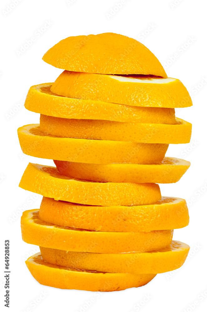 Stack of orange slices on white background Stack of orange slices on white background