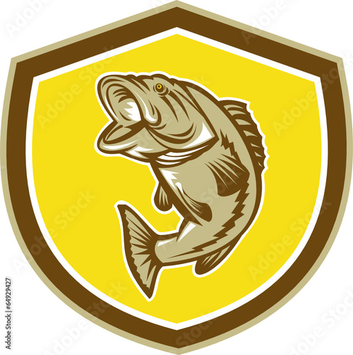Largemouth Bass Jumping Shield Retro