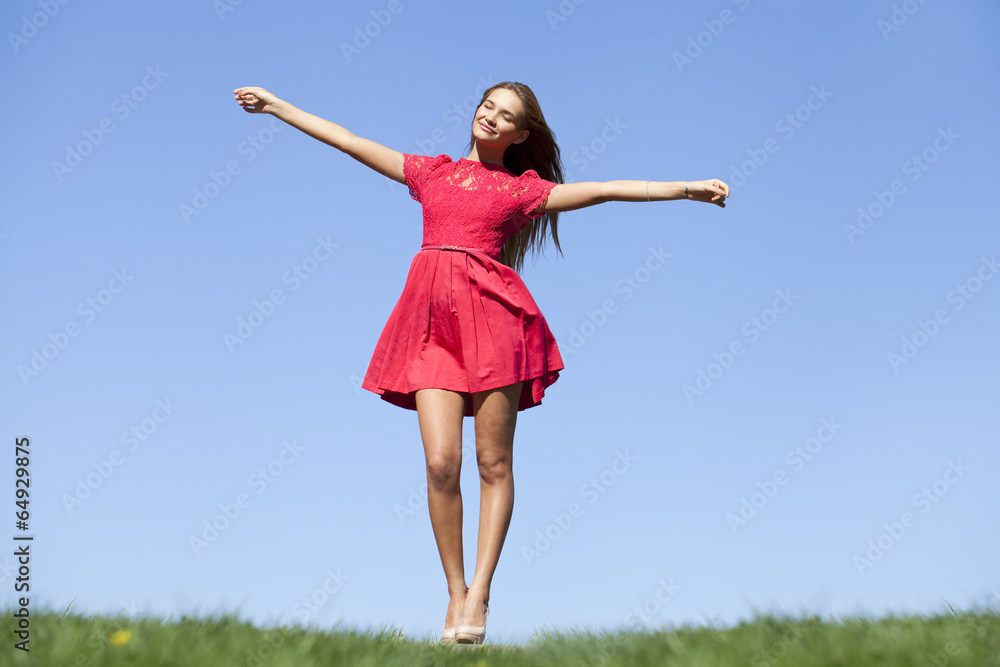 Sexy young woman in red sexy dress Sexy young woman in red sexy dress