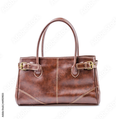 Woman leather bag isolated white background