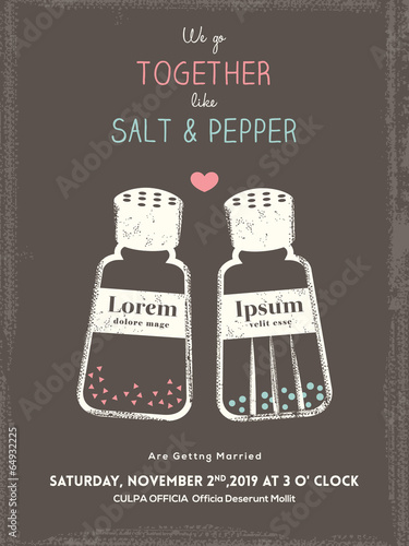 cute salt and pepper wedding invitation card template