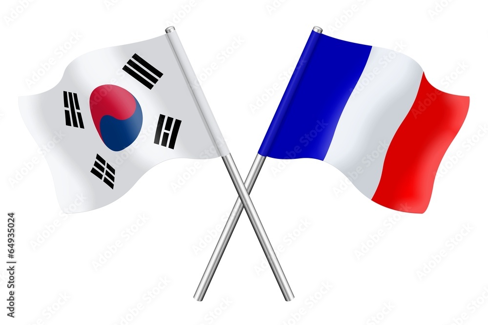 Drapeaux Corée du sud, France Illustration Stock Adobe Stock