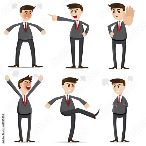 cartoon businessman angry set