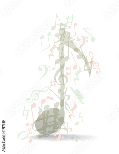 Transparent music notes theme, illustration