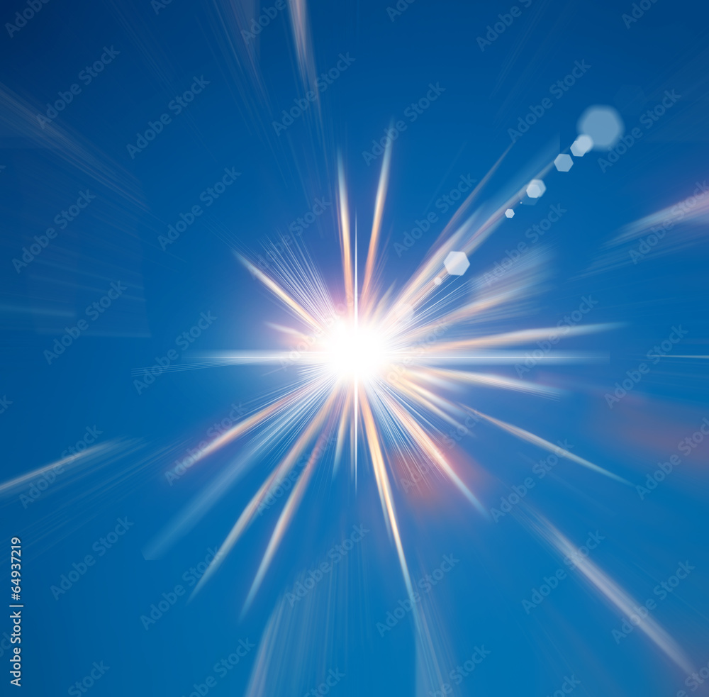 Fototapeta premium flash of light on a dark blue sky