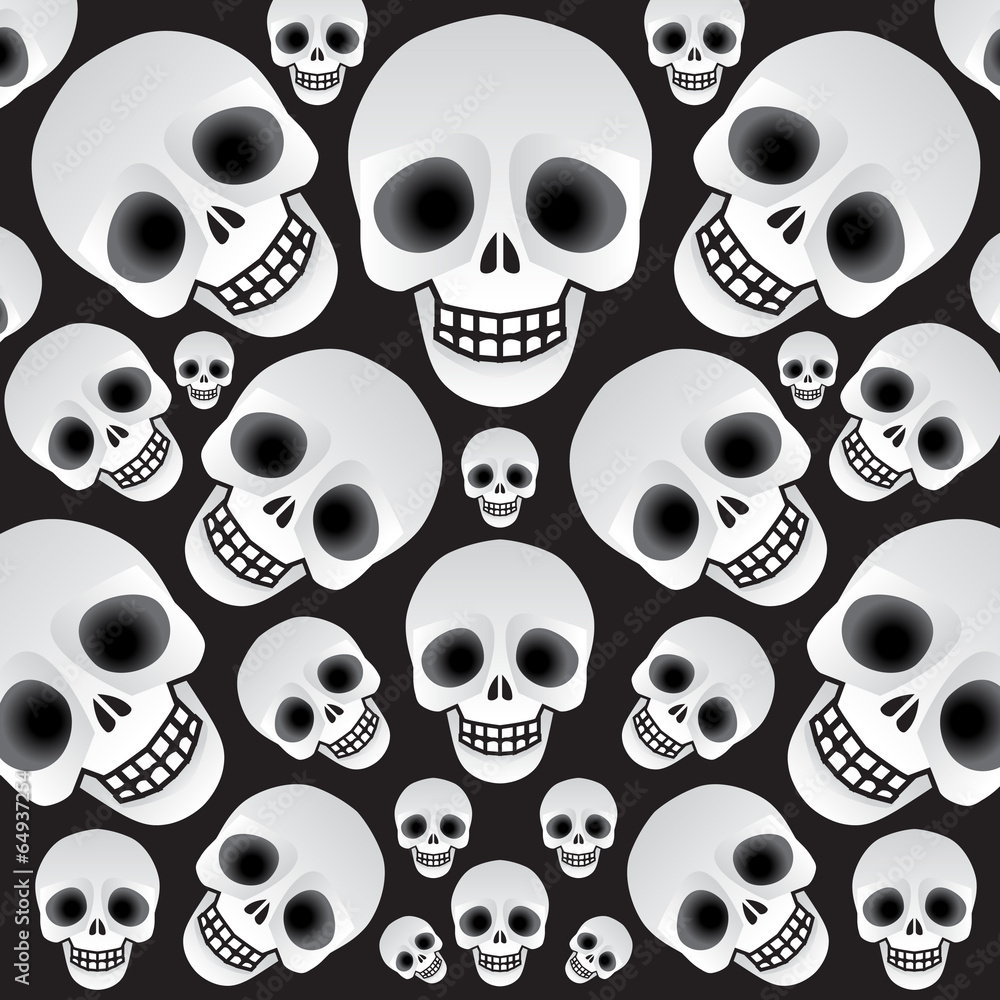 Skulls on a black background, illustration