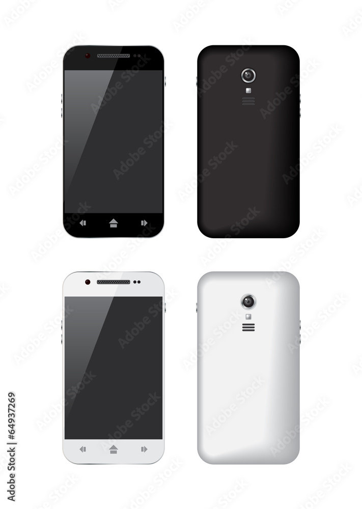Black and white smartphone, illustration Black and white smartphone, illustration