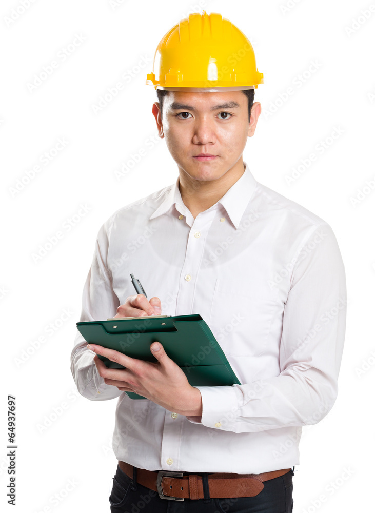 Businessman architect holding with clipboard Businessman architect holding with clipboard