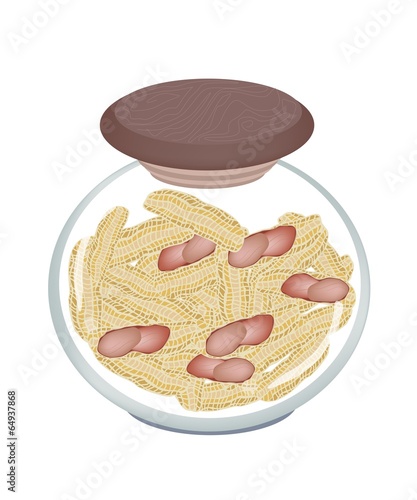 A Jar of Peanut Pods on White Background