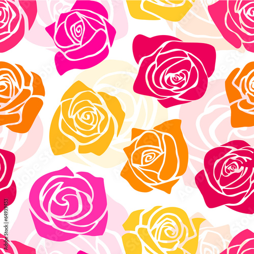 Cute romantic floral pattern romantic pink and yellow roses