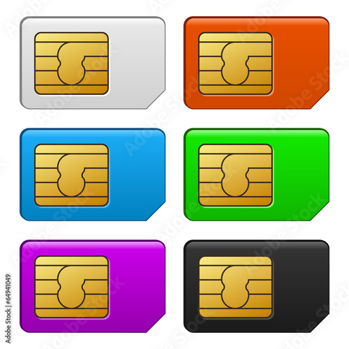 Sim Card Color Set. Illustration photo