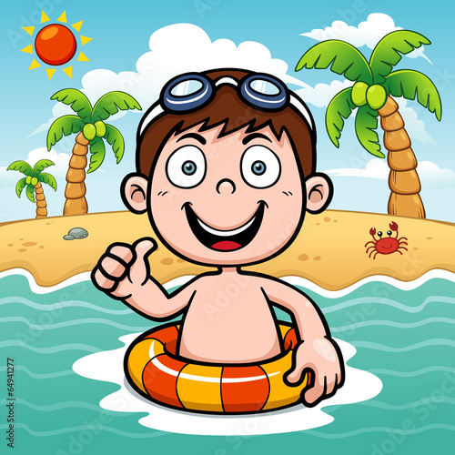 Vector illustration of Boy swimming