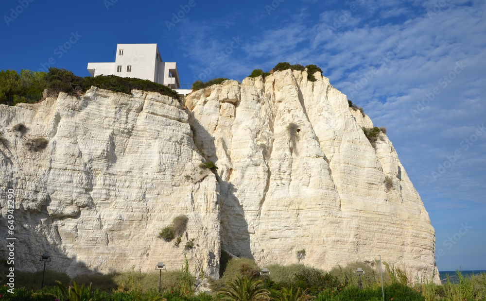 View of the rocky cliffs in Vieste town