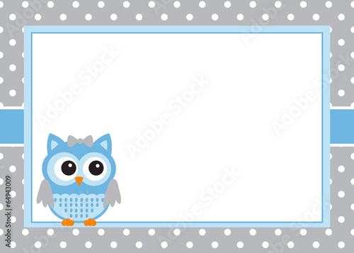 Baby boy owl invitation card template