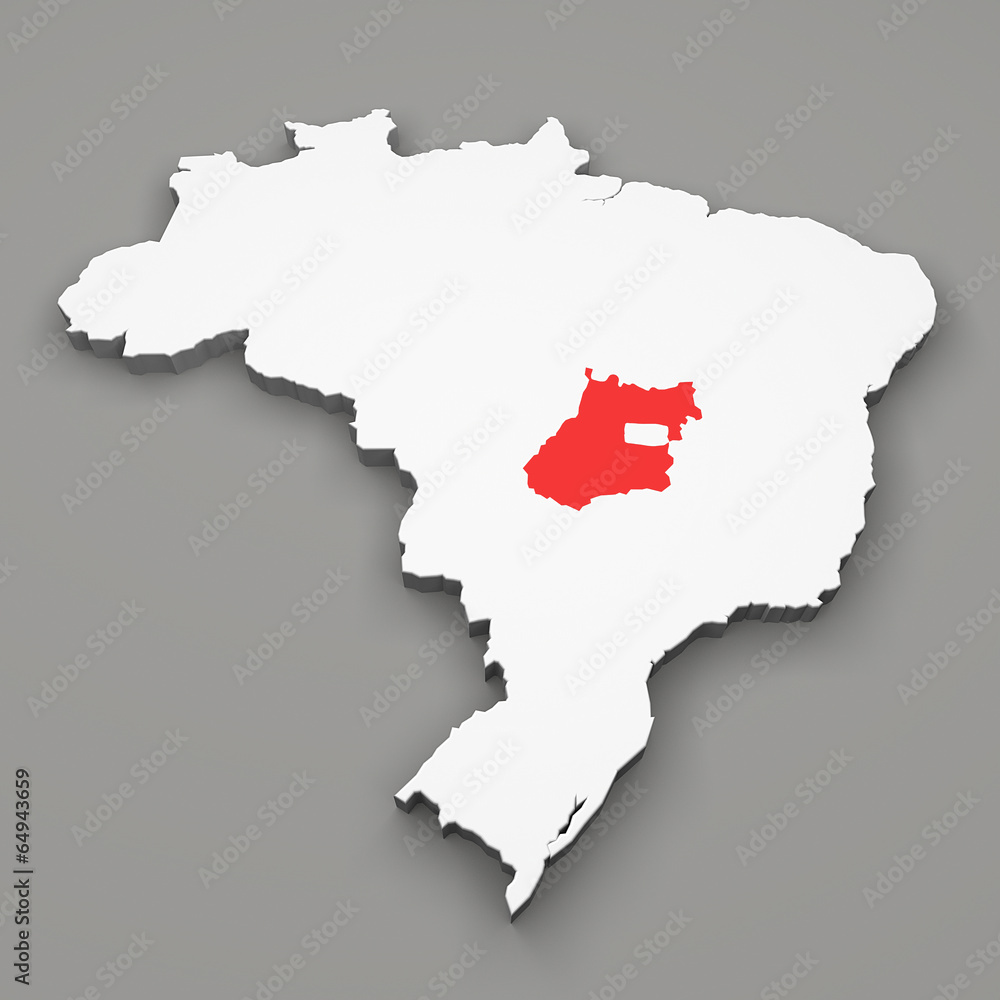Fototapeta premium Mappa Brasile, divisione regioni, Goias 