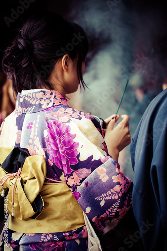 Japanese women wear traditional Kimono,Kiyomizu temple,Kyoto